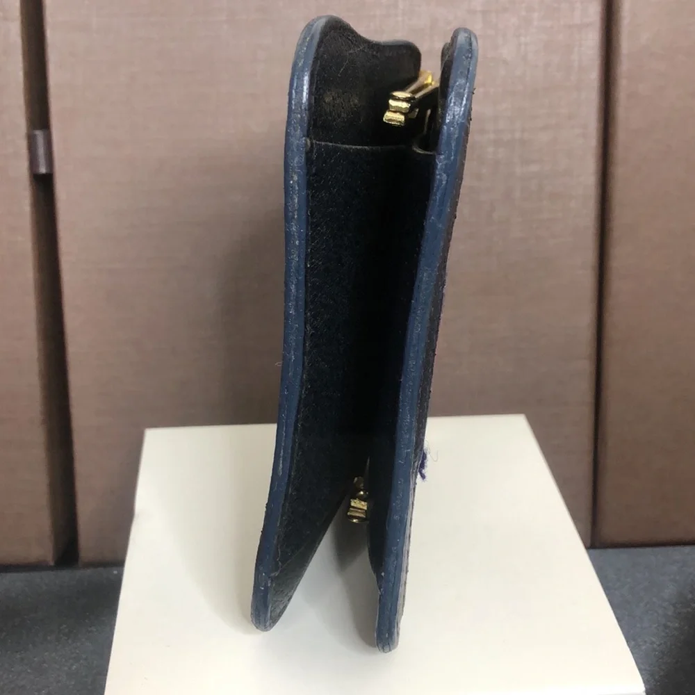 GUCCI GG Supreme Ophidia Sherry Line Kiss Lock Navy Blue Coin Purse